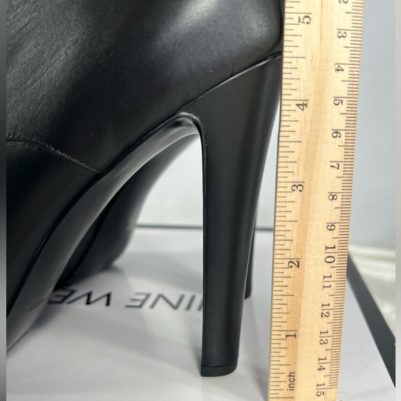 NEW w/Flaws Nine West Leather Black Brianny Bootie Boot Heel Shoe Size 11 - Picture 9 of 12